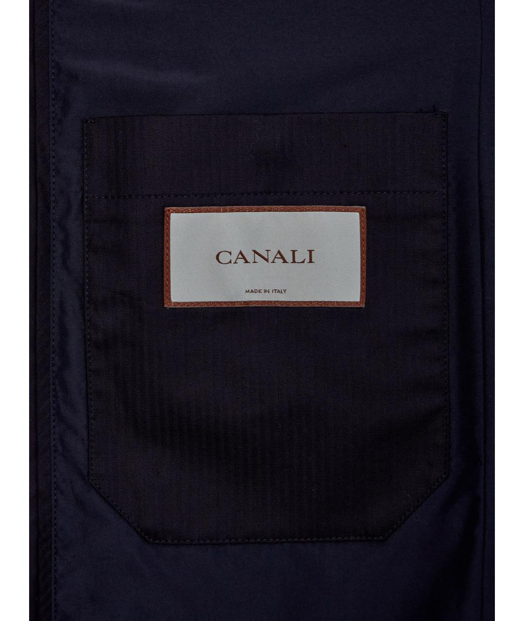 CANALI Синий полиэстеровый тренч / плащ, фото 6