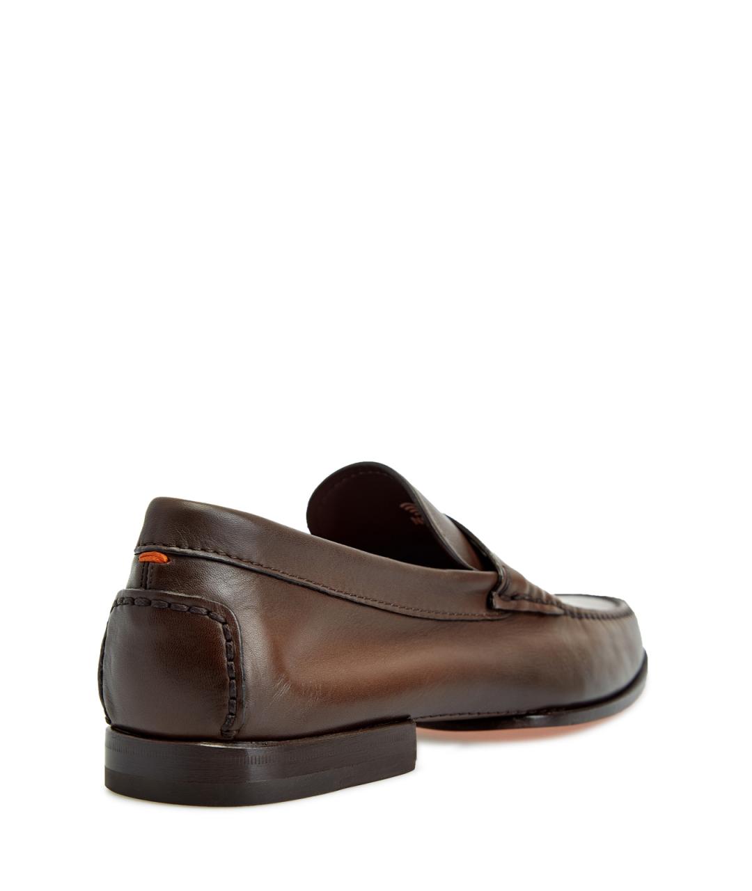 SANTONI Коричневые кожаные лоферы, фото 4