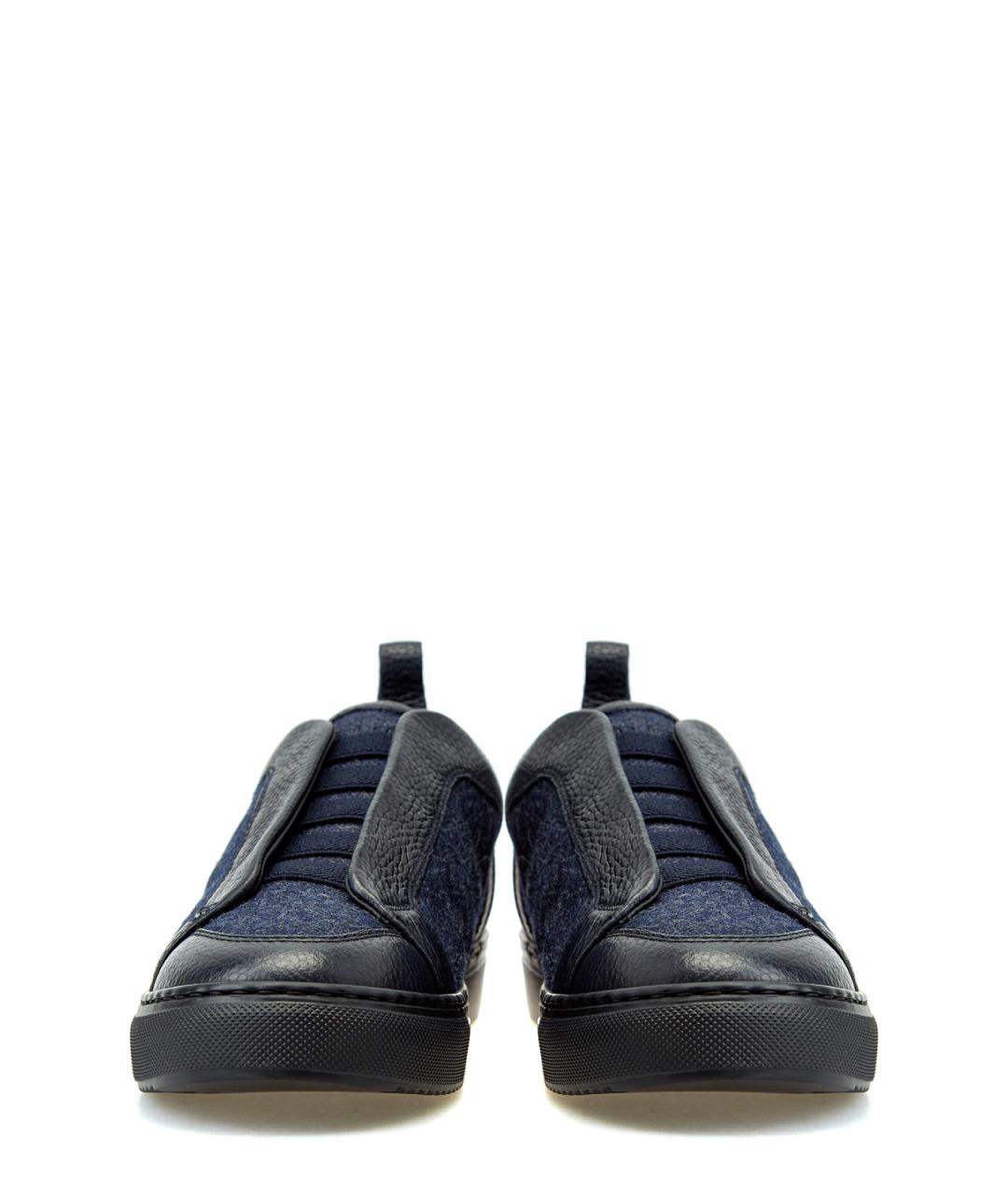 DOUCAL'S Синие кожаные низкие кроссовки / кеды, фото 5