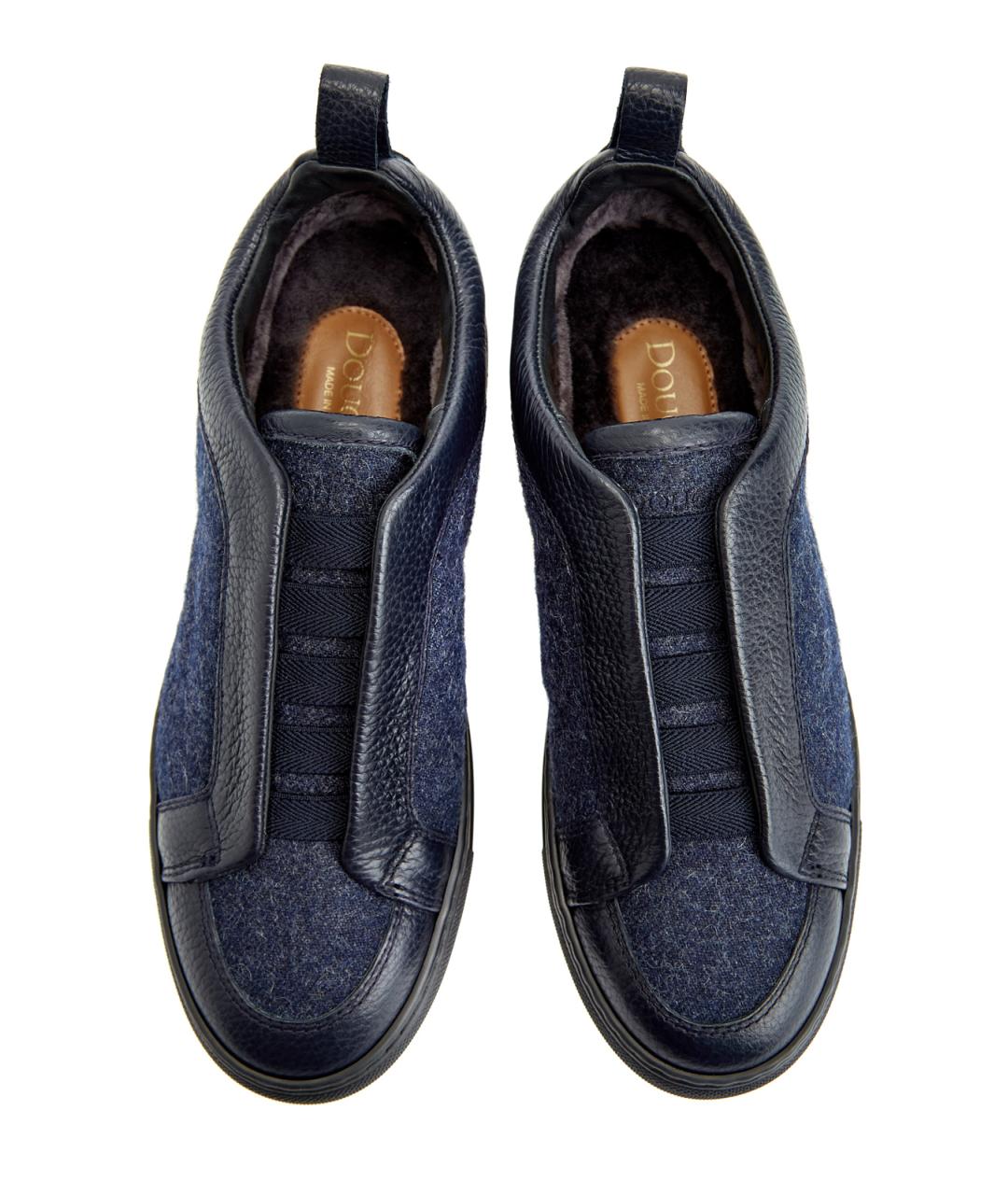 DOUCAL'S Синие кожаные низкие кроссовки / кеды, фото 4