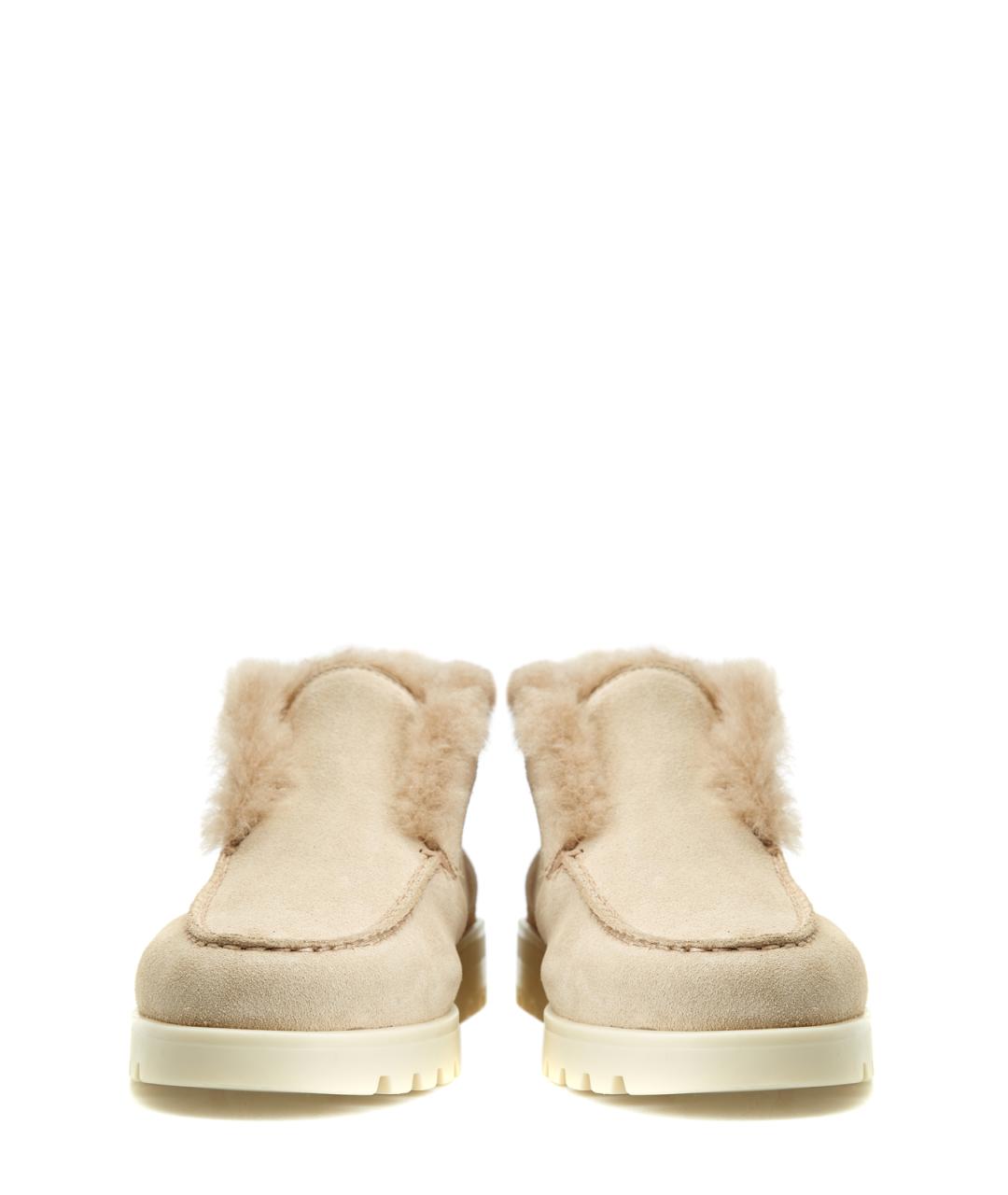 SANTONI Бежевые замшевые лоферы, фото 5