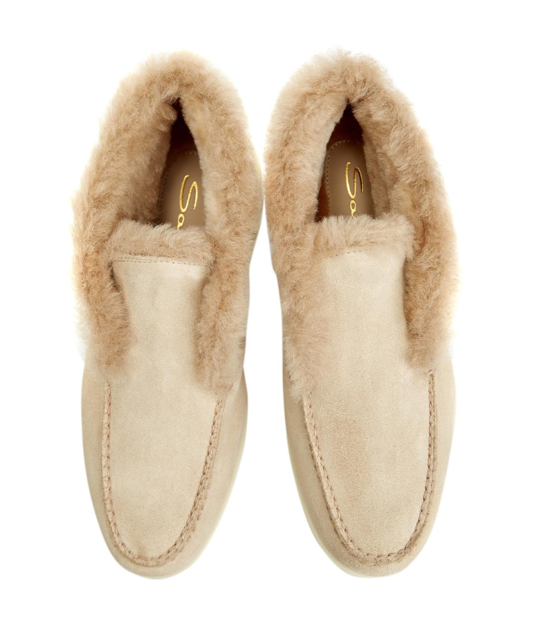 SANTONI Бежевые замшевые лоферы, фото 4