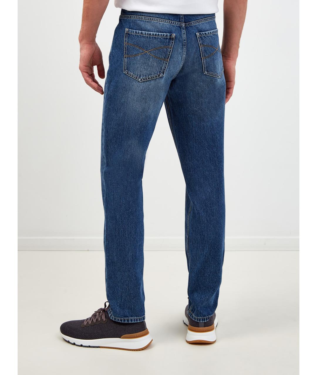 BRUNELLO CUCINELLI Синие хлопковые джинсы скинни, фото 4