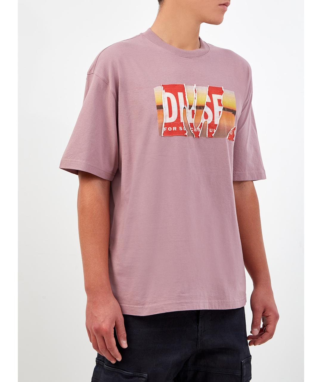 DIESEL Розовая хлопковая футболка, фото 3