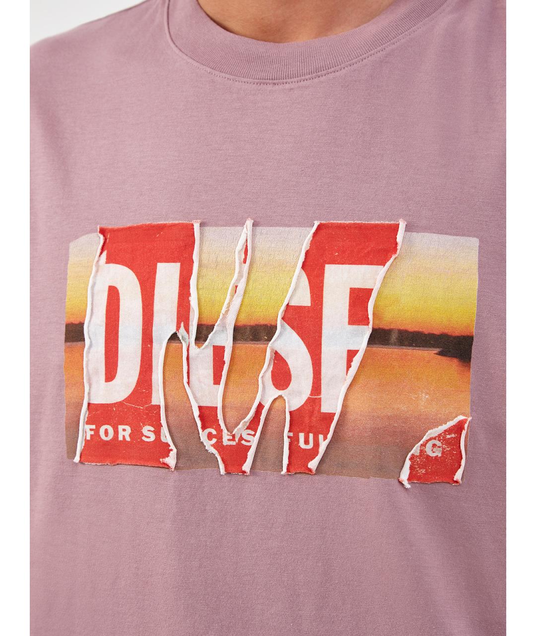 DIESEL Розовая хлопковая футболка, фото 5
