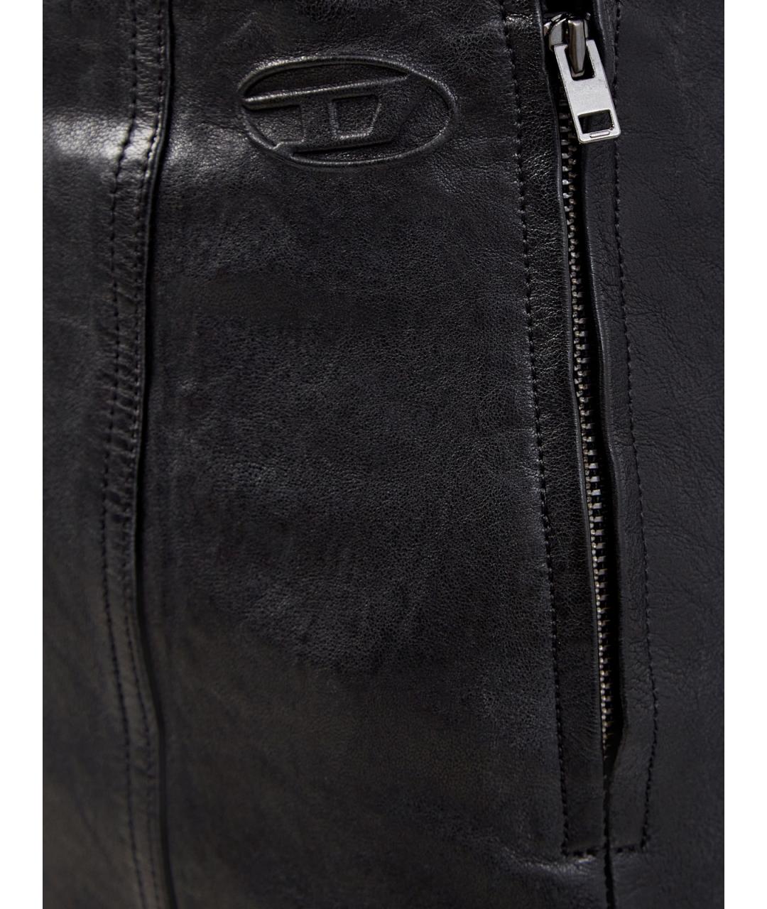 DIESEL Черная кожаная юбка миди, фото 5