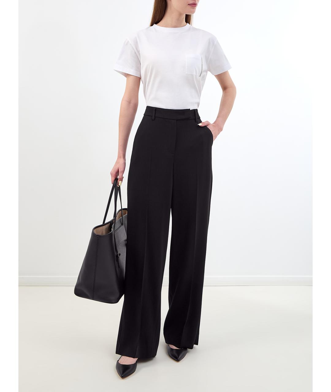 LORENA ANTONIAZZI Черные вискозные брюки широкие, фото 2