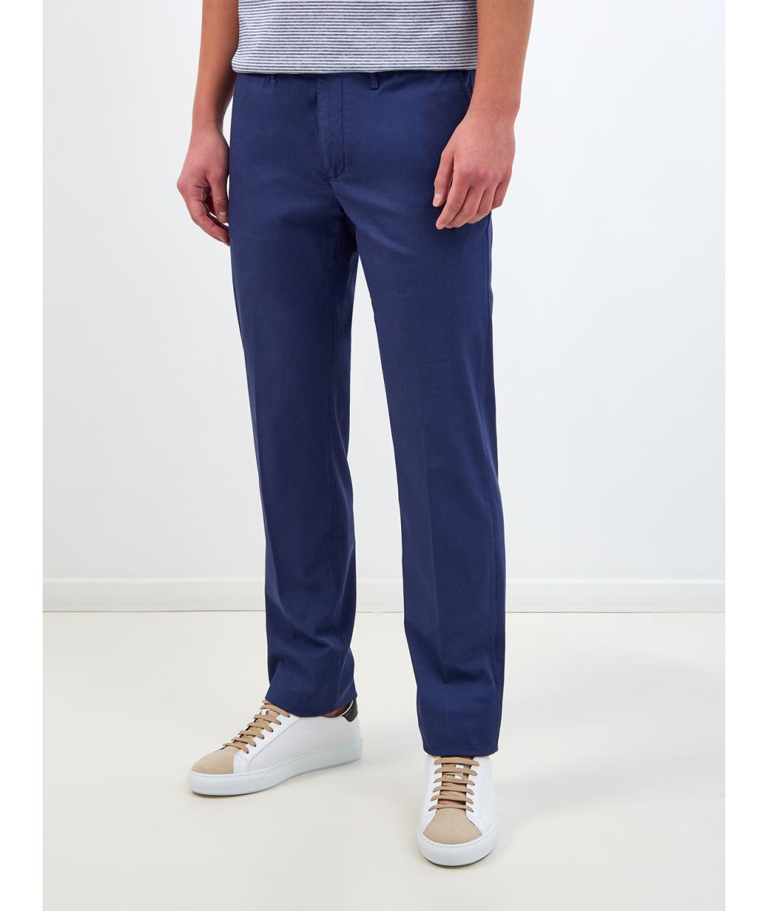 CANALI Синие хлопковые повседневные брюки, фото 3