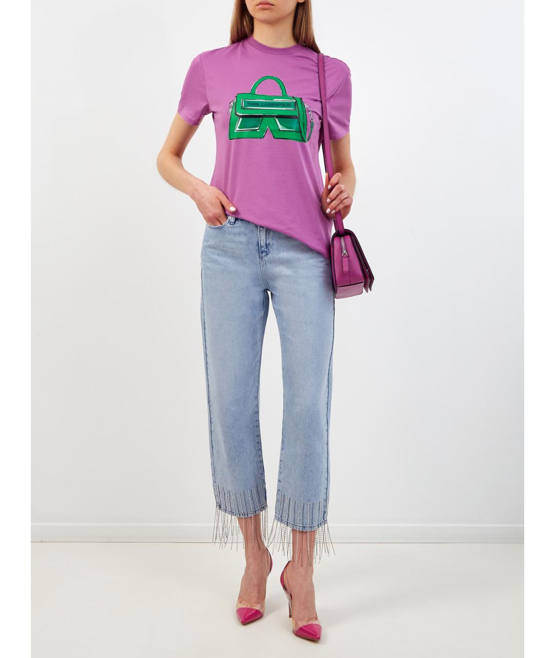 KARL LAGERFELD Голубые хлопковые прямые джинсы, фото 2