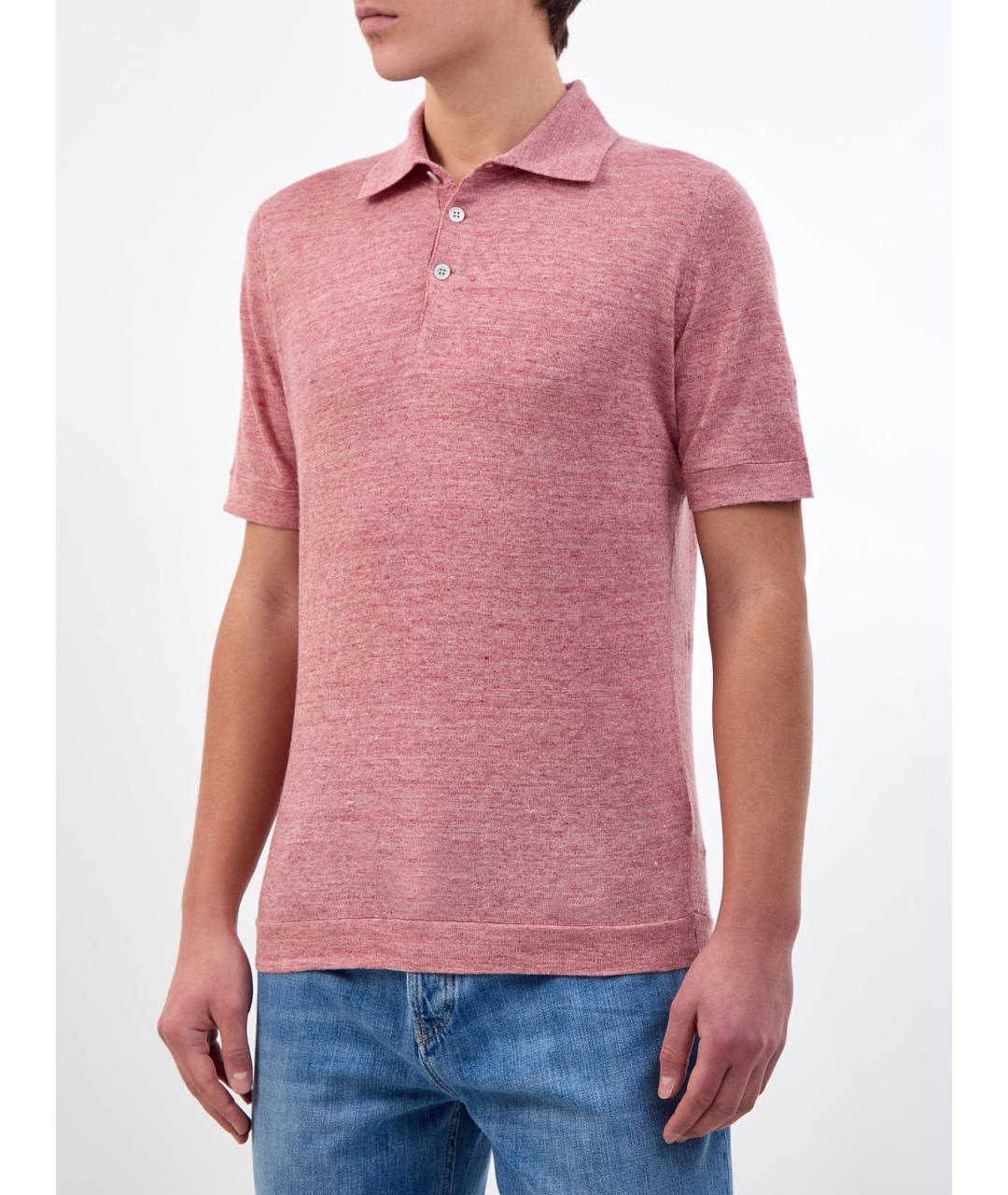 BRUNELLO CUCINELLI Бордовое поло с коротким рукавом, фото 3