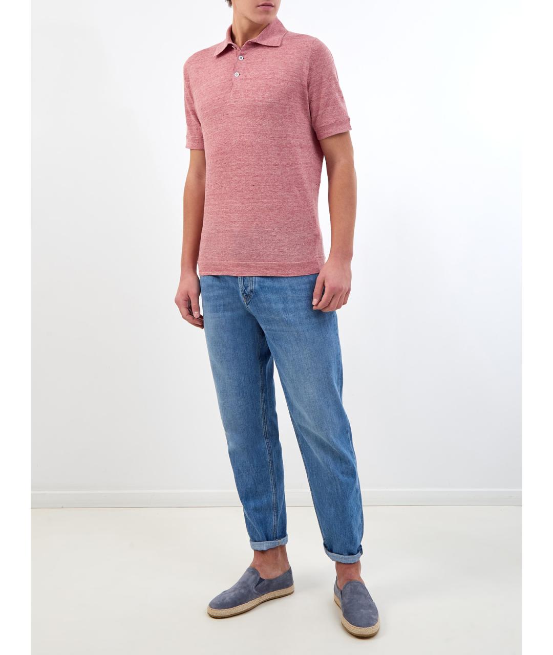 BRUNELLO CUCINELLI Бордовое поло с коротким рукавом, фото 2