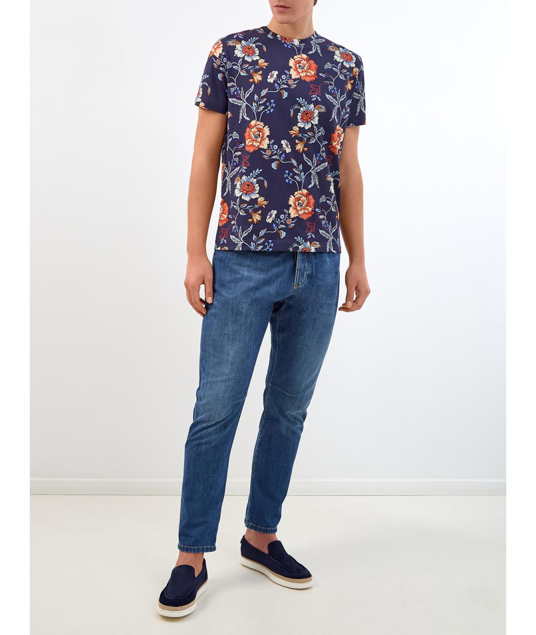 ETRO Синяя хлопковая футболка, фото 2