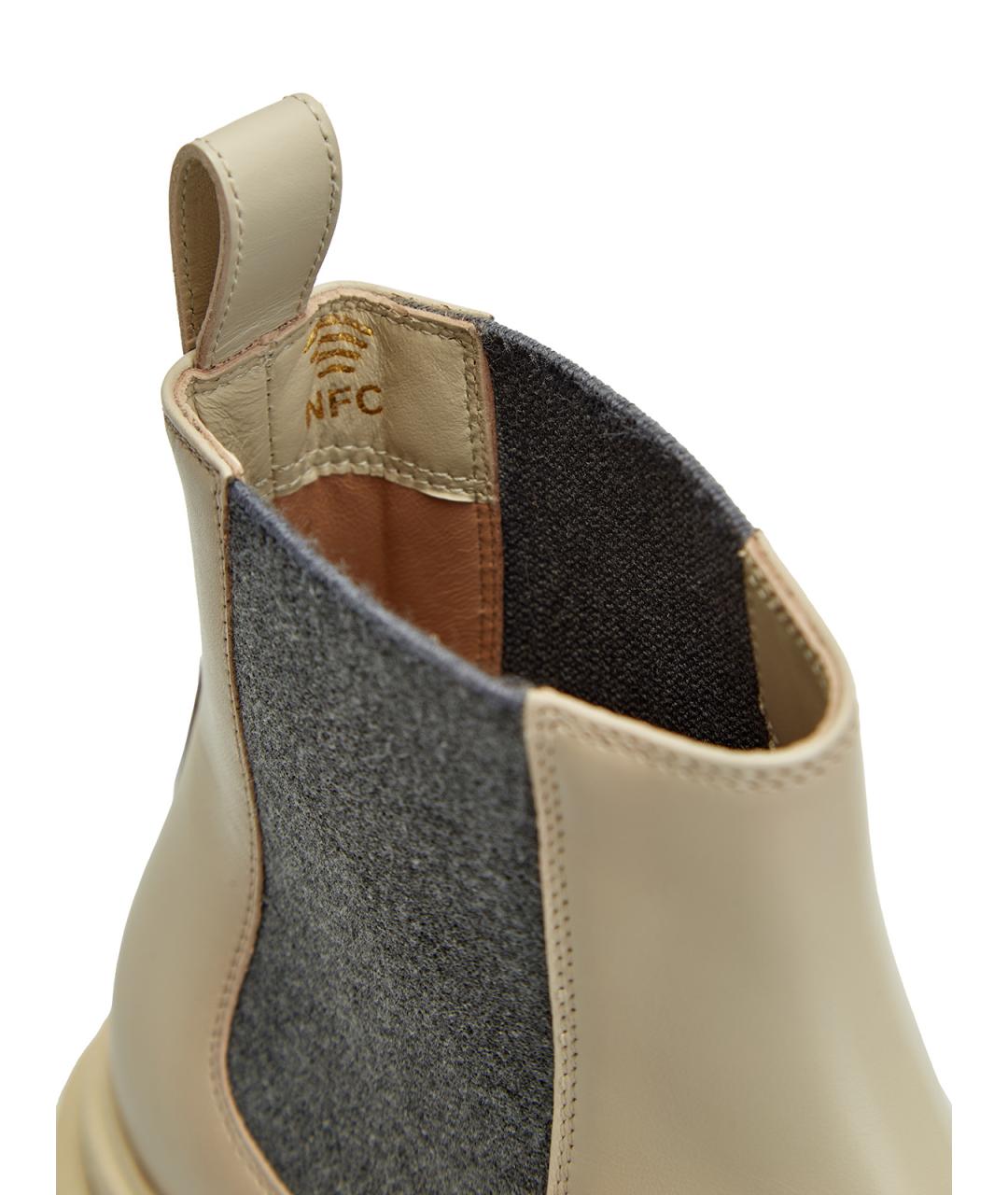 SANTONI Бежевые кожаные ботинки, фото 6