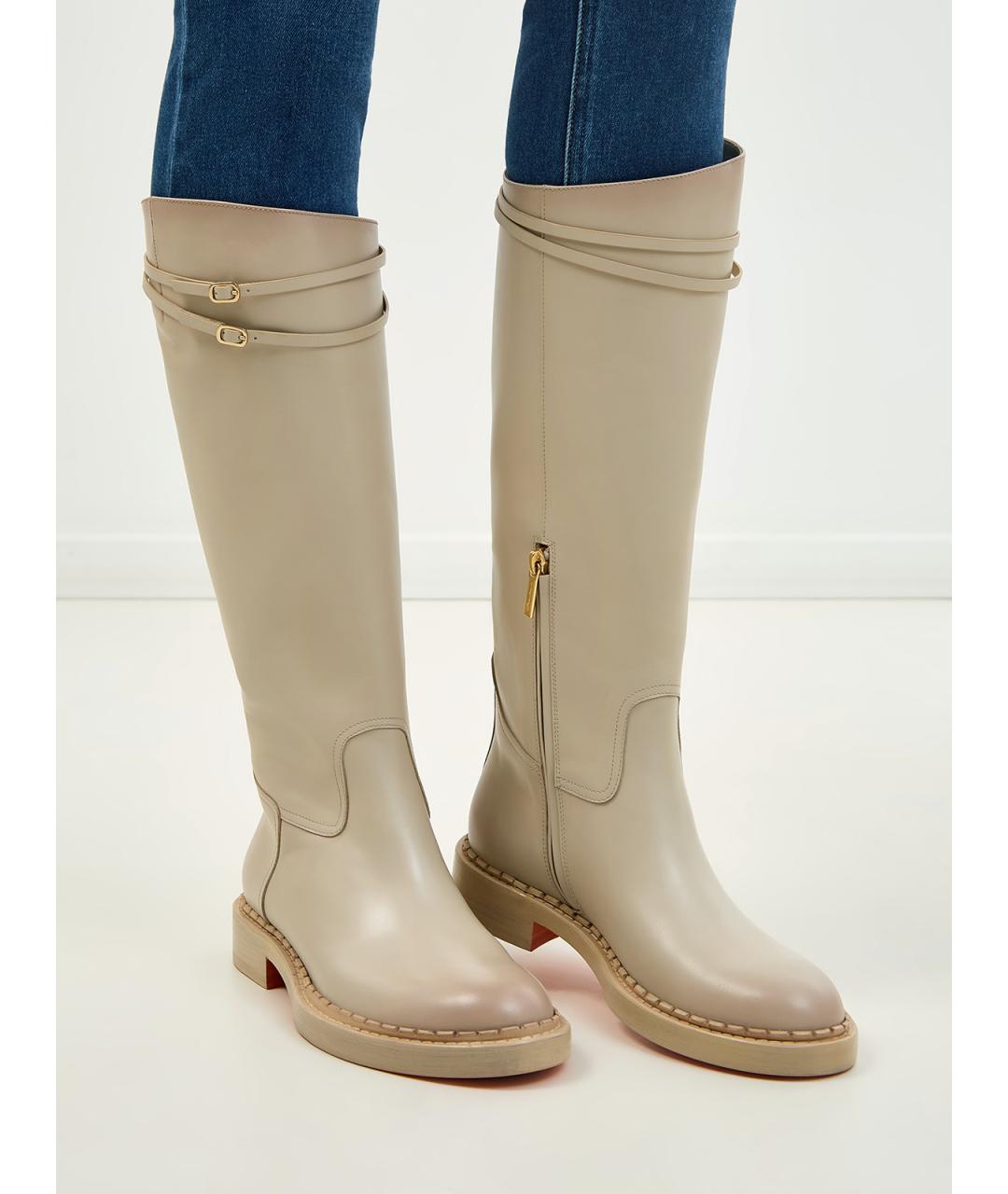 SANTONI Бежевые кожаные сапоги, фото 2