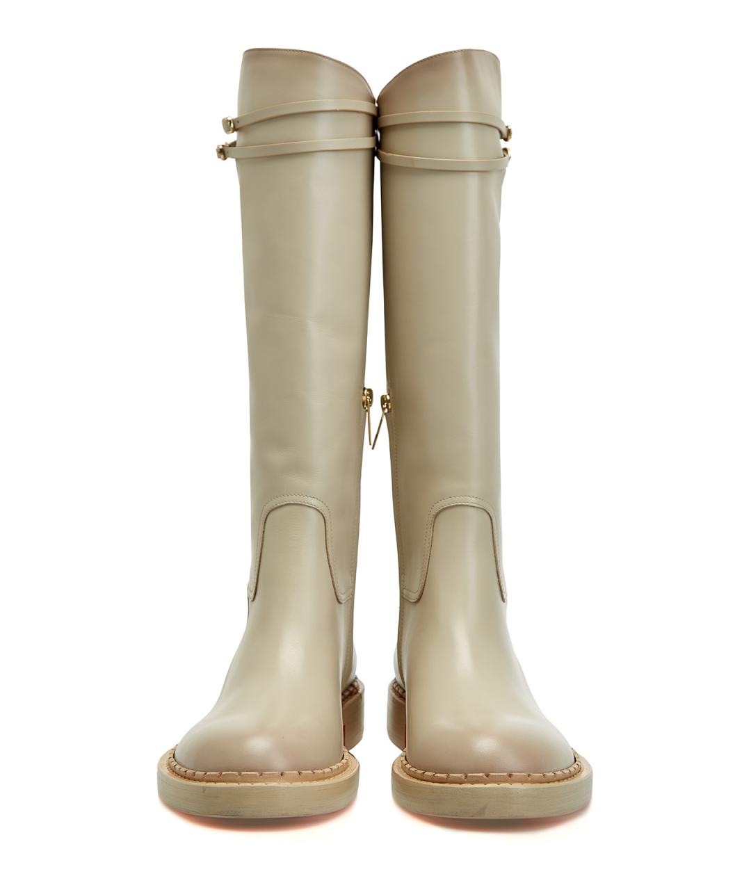 SANTONI Бежевые кожаные сапоги, фото 5