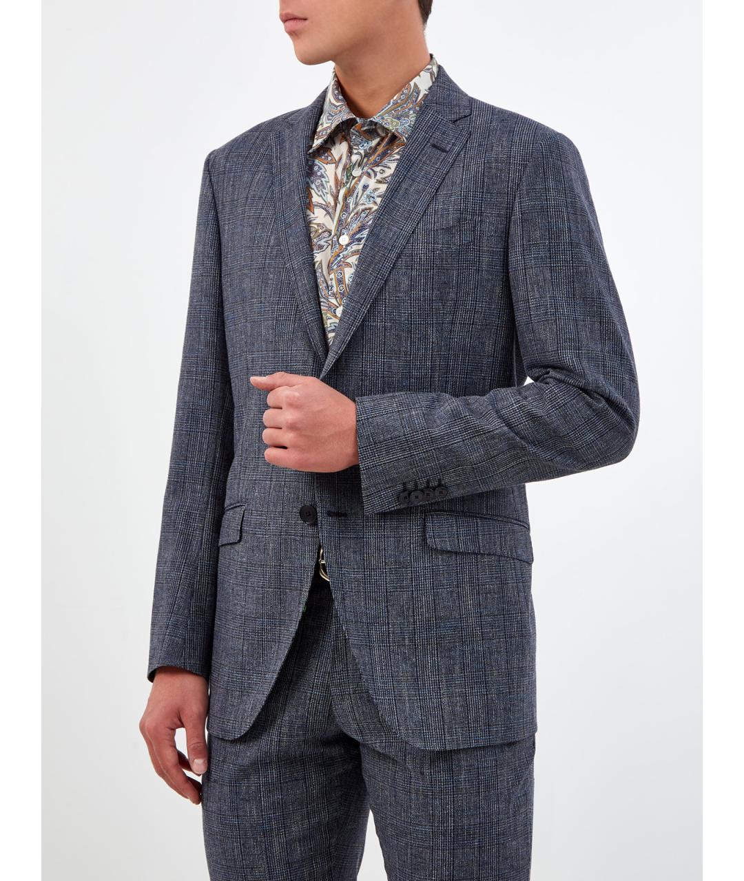 ETRO Синий шерстяной пиджак, фото 3