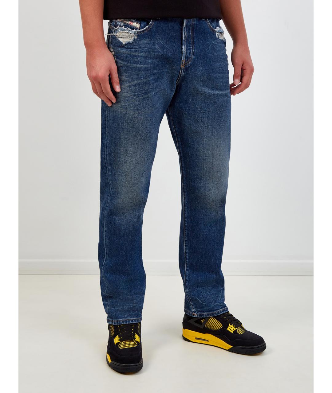 DIESEL Синие хлопковые прямые джинсы, фото 3