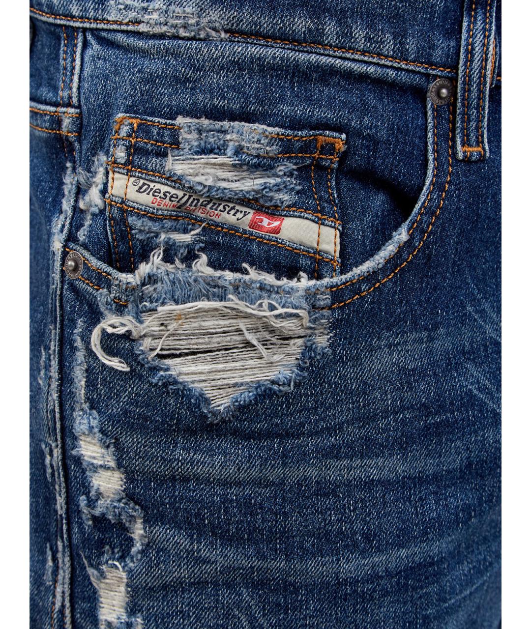 DIESEL Синие хлопковые прямые джинсы, фото 5
