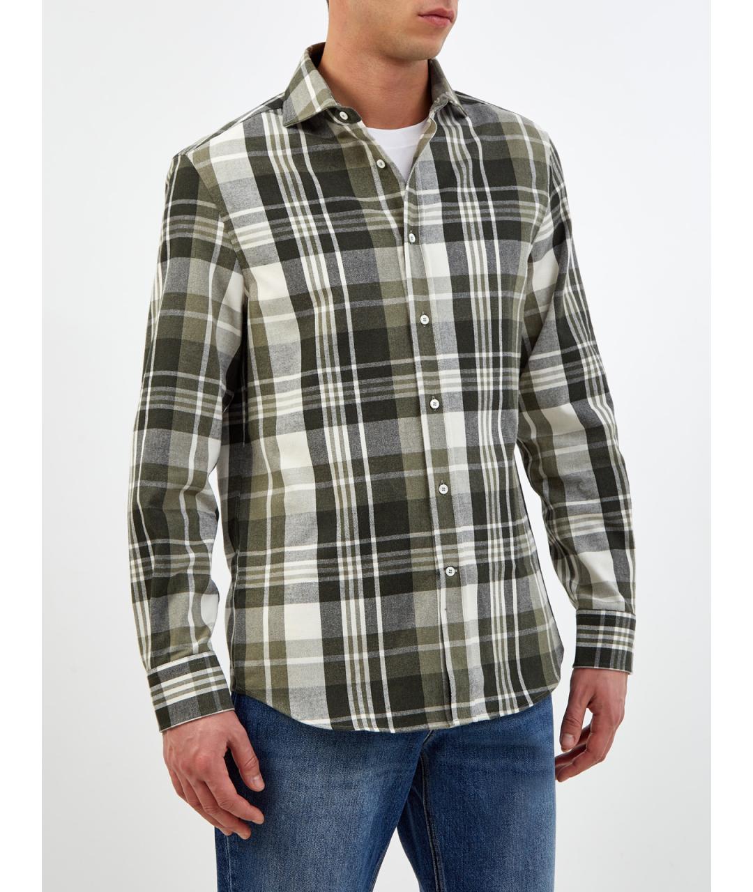 BRUNELLO CUCINELLI Зеленая хлопковая кэжуал рубашка, фото 3