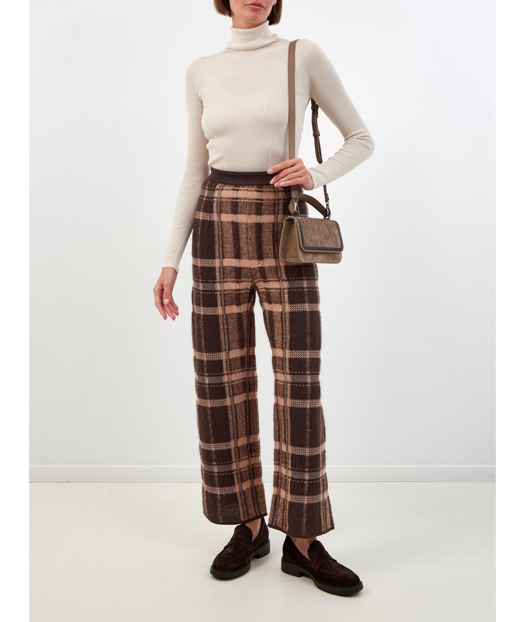 GENTRY PORTOFINO Коричневые шерстяные прямые брюки, фото 2