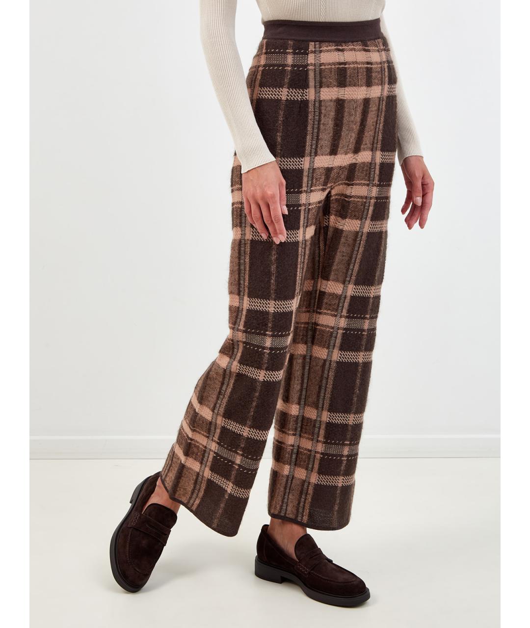 GENTRY PORTOFINO Коричневые шерстяные прямые брюки, фото 3
