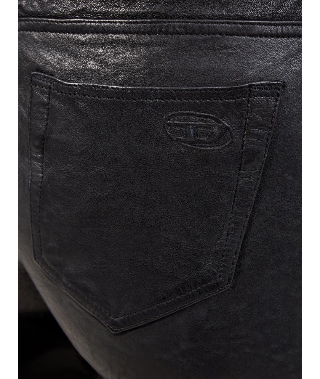 DIESEL Черные кожаные брюки узкие, фото 5