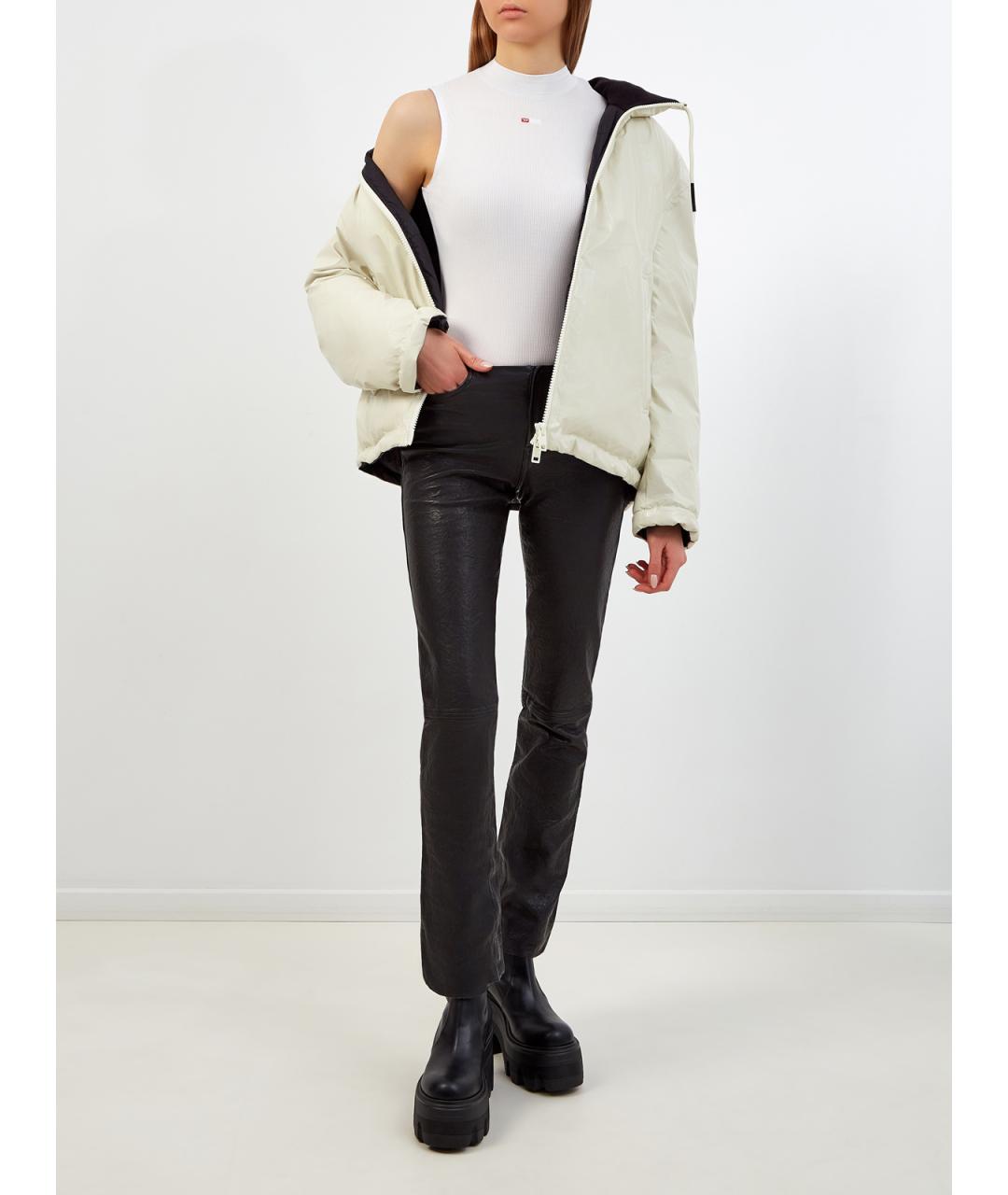 DIESEL Черные кожаные брюки узкие, фото 2