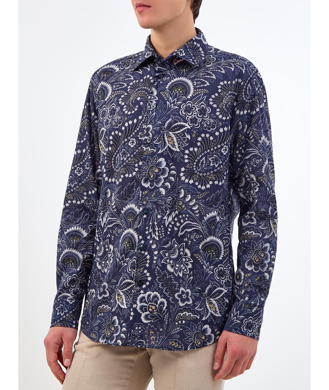 ETRO Синяя хлопковая кэжуал рубашка, фото 3