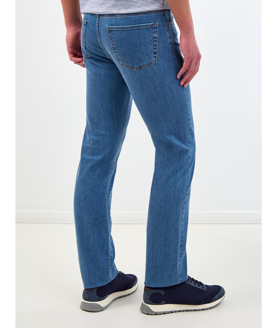 CANALI Синие хлопковые прямые джинсы, фото 4