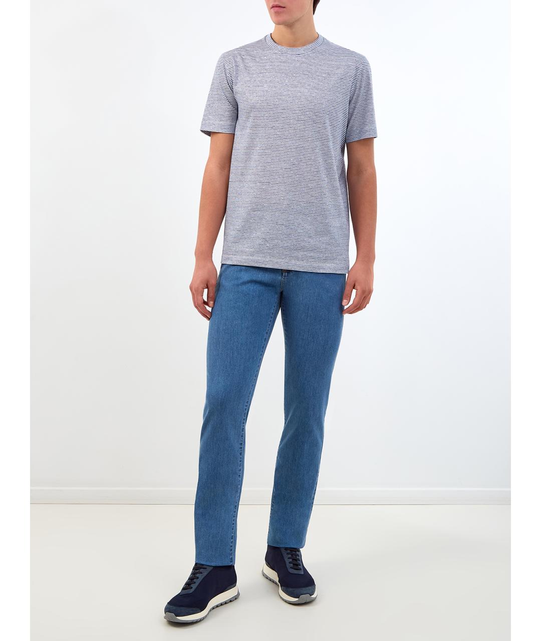 CANALI Синие хлопковые прямые джинсы, фото 2