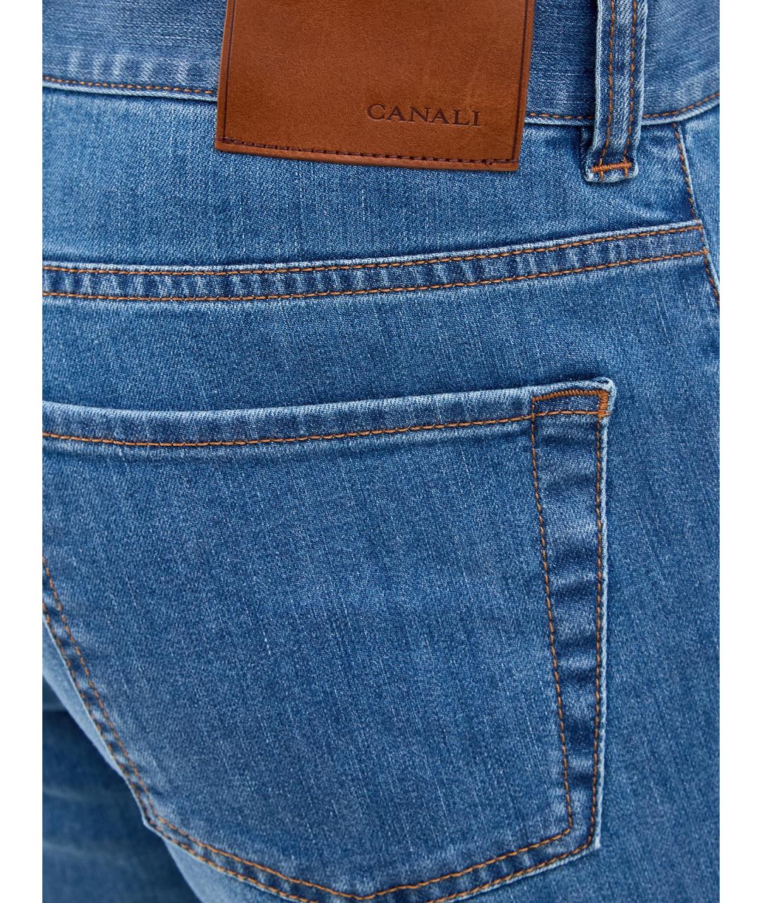 CANALI Синие хлопковые прямые джинсы, фото 5