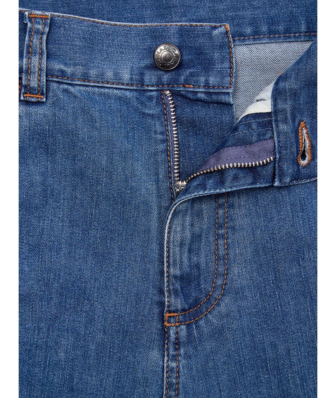 CANALI Синие хлопковые прямые джинсы, фото 6