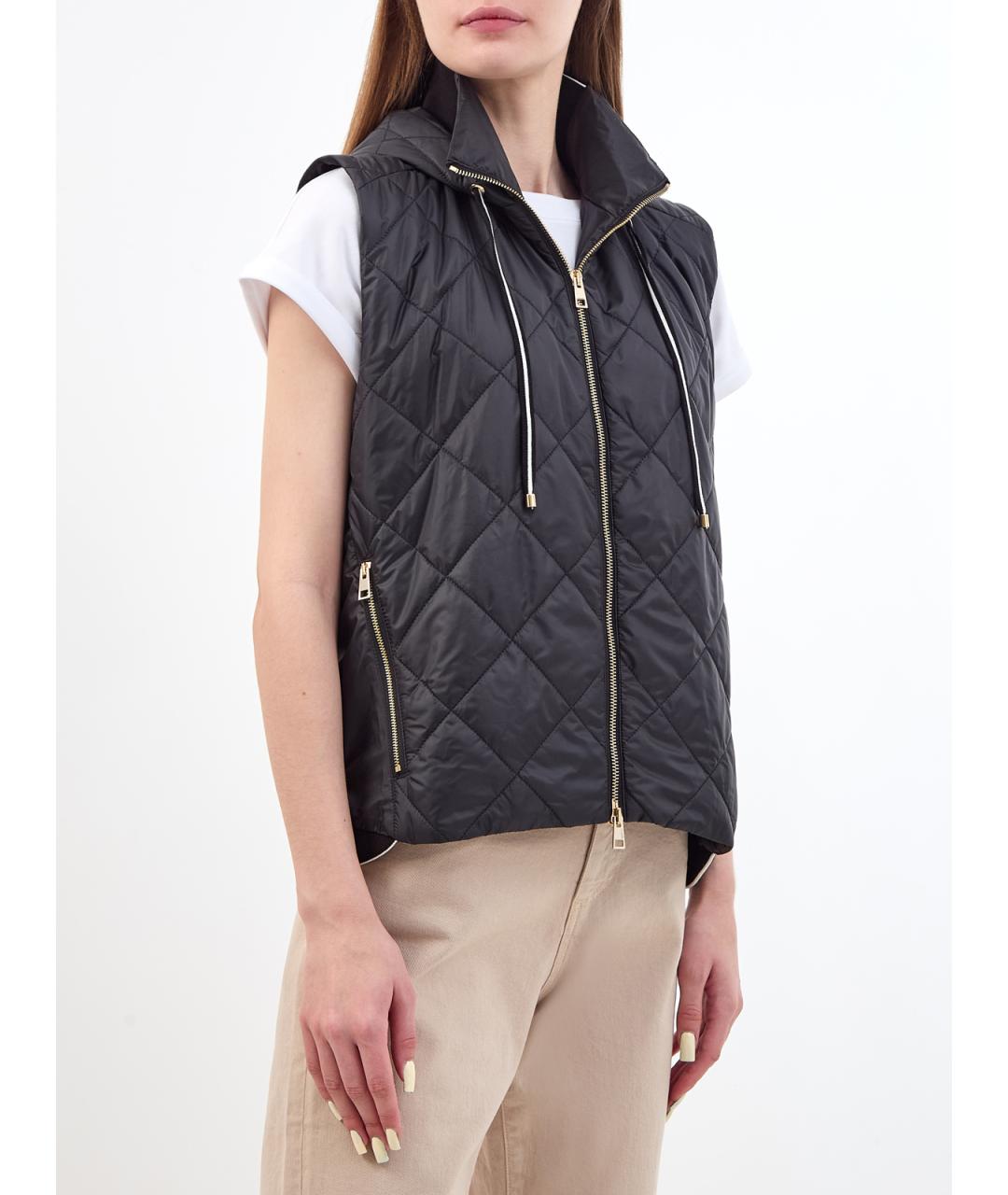 LORENA ANTONIAZZI Черный полиэстеровый жилет, фото 3