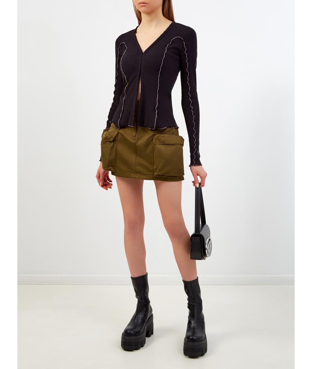 DIESEL Коричневая хлопковая юбка мини, фото 2