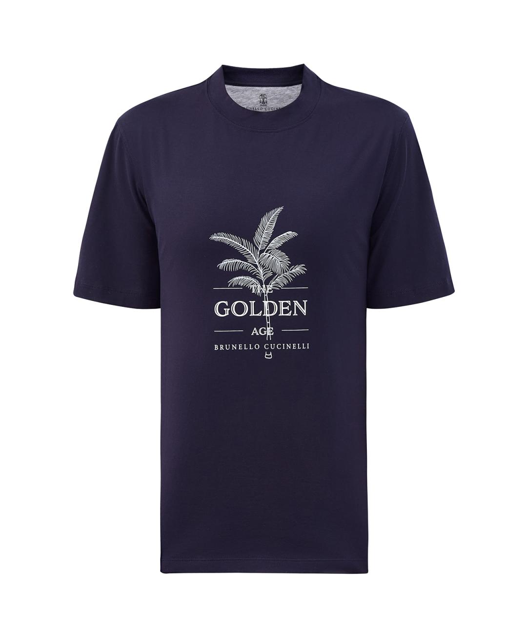 BRUNELLO CUCINELLI Синяя хлопковая футболка, фото 1