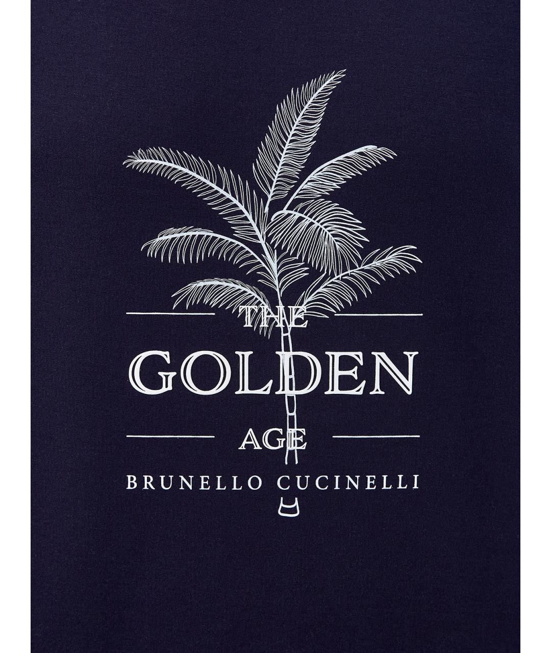 BRUNELLO CUCINELLI Синяя хлопковая футболка, фото 5