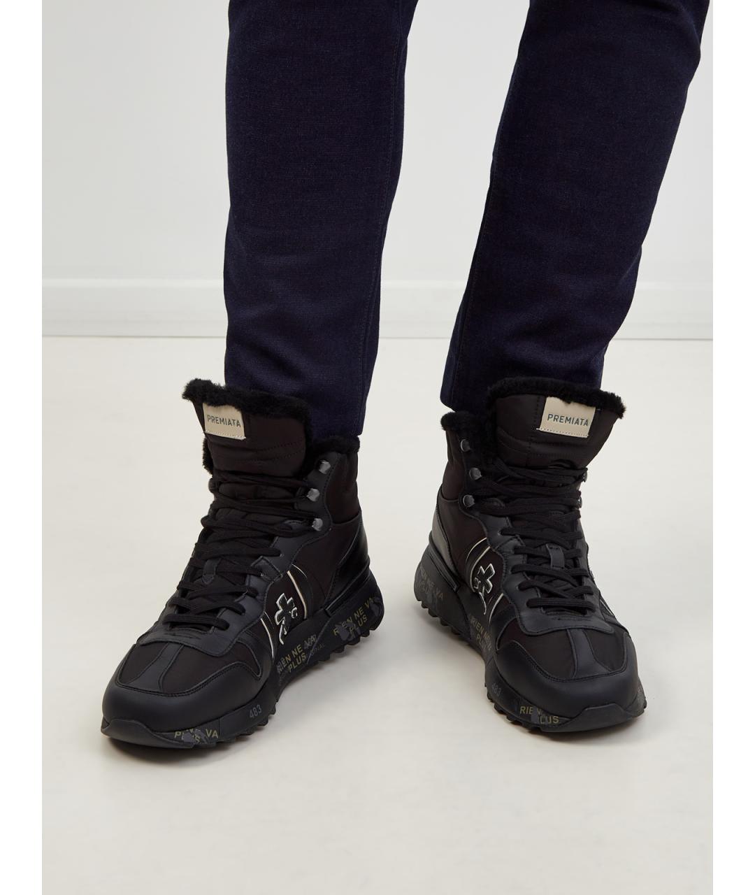 PREMIATA Черные синтетические высокие кроссовки / кеды, фото 2