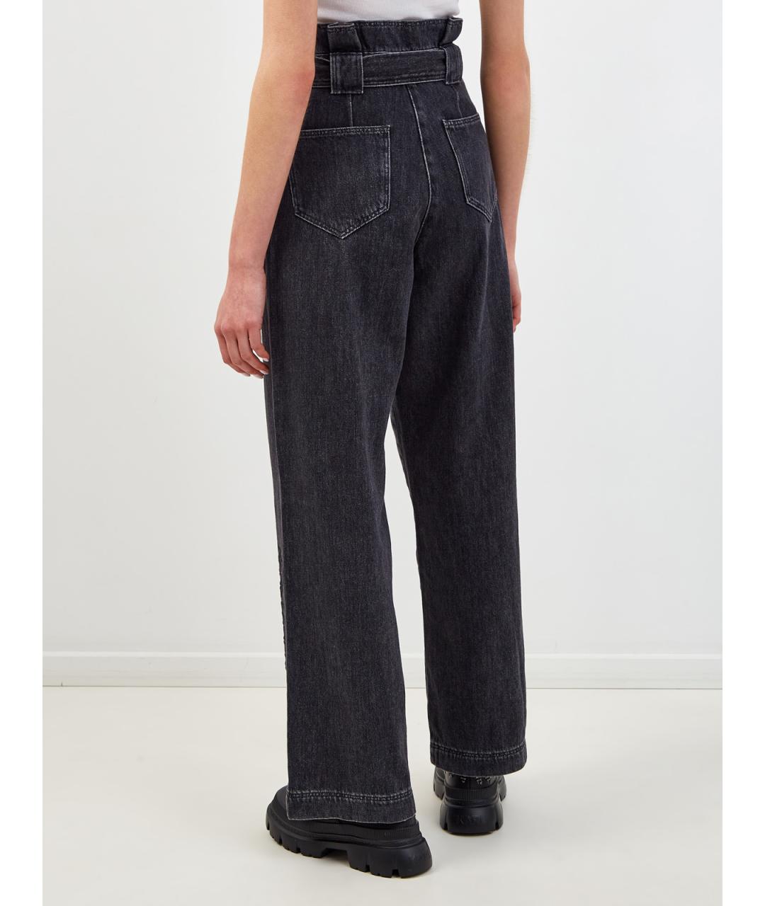 KARL LAGERFELD Антрацитовые хлопковые прямые джинсы, фото 4