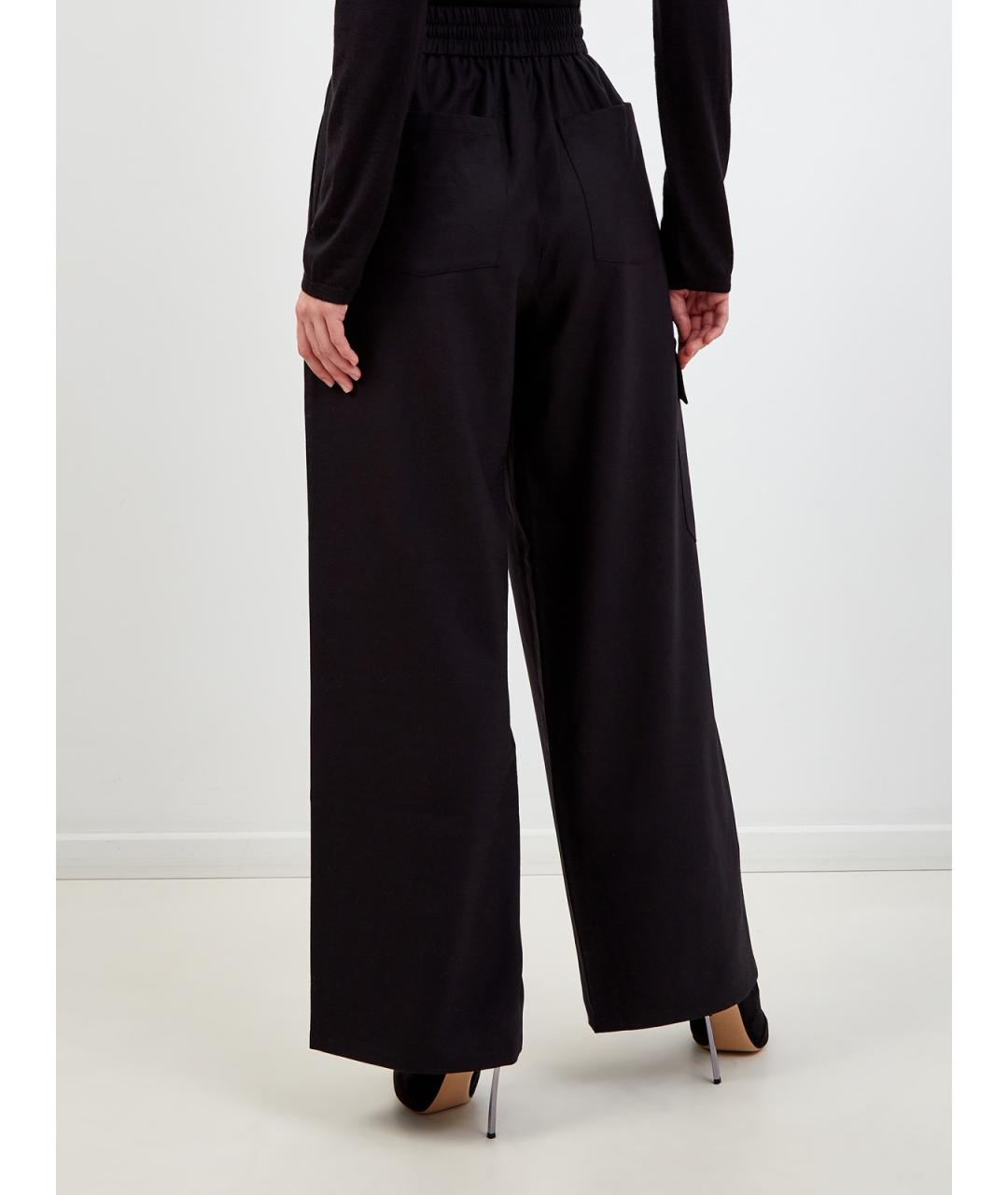 YVES SALOMON Черные шерстяные прямые брюки, фото 4