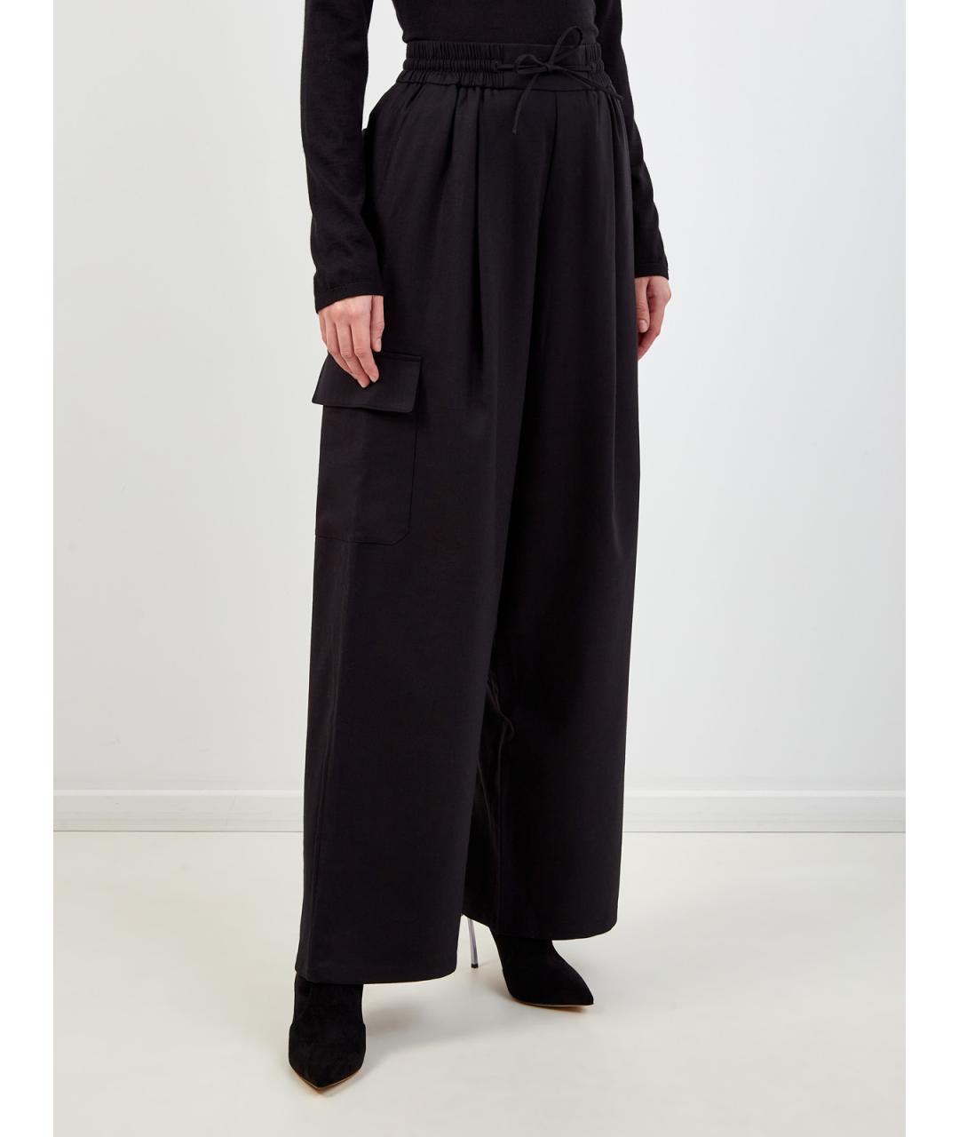 YVES SALOMON Черные шерстяные прямые брюки, фото 3