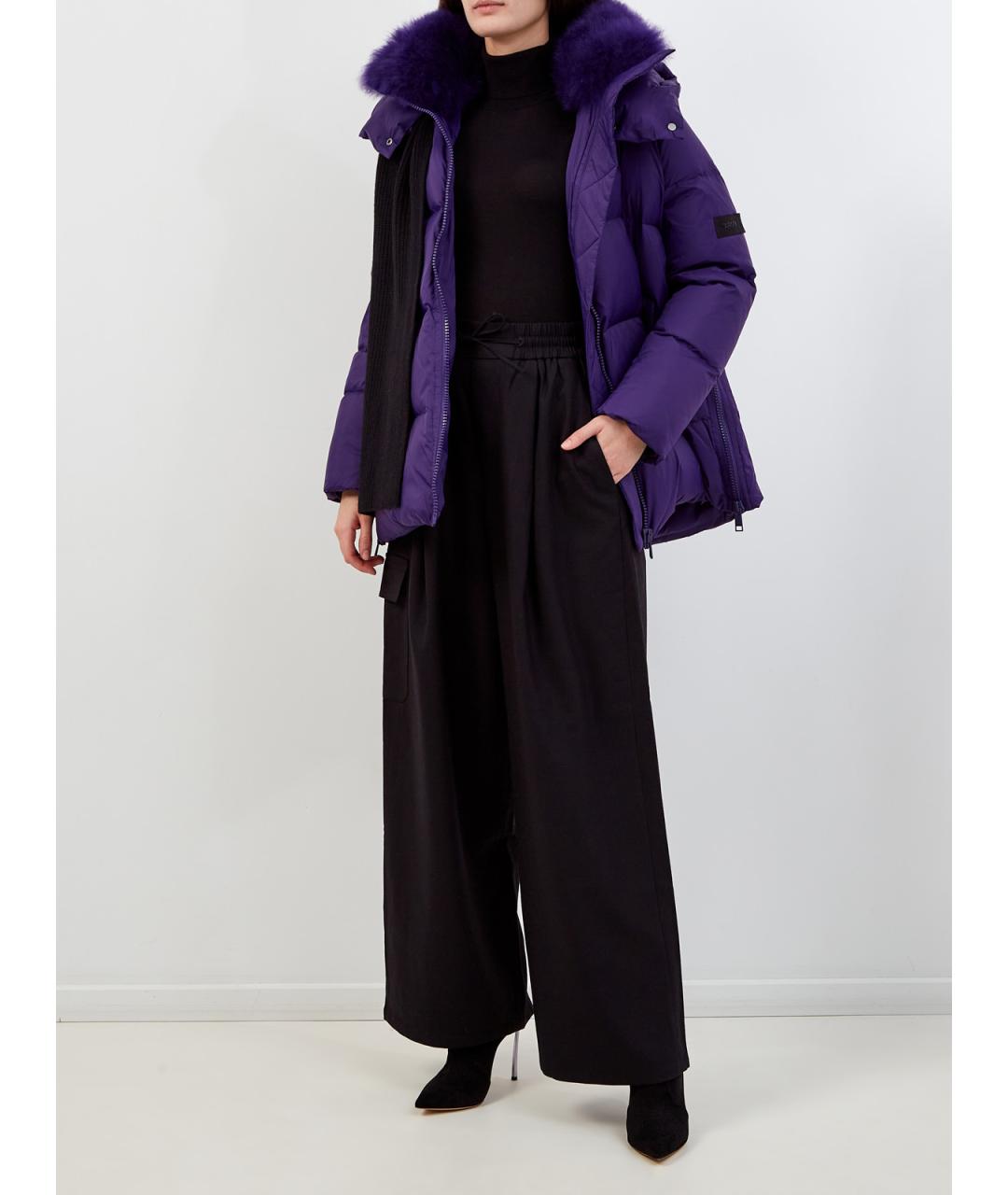 YVES SALOMON Черные шерстяные прямые брюки, фото 2