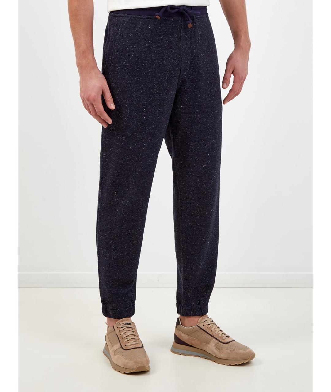 BRUNELLO CUCINELLI Темно-синие хлопковые повседневные брюки, фото 3