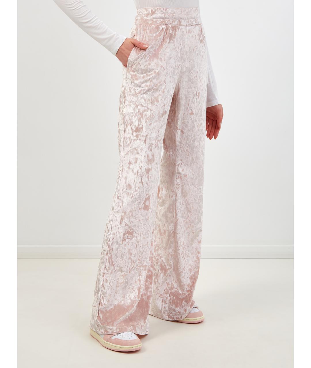 DIESEL Розовые полиэстеровые прямые брюки, фото 3