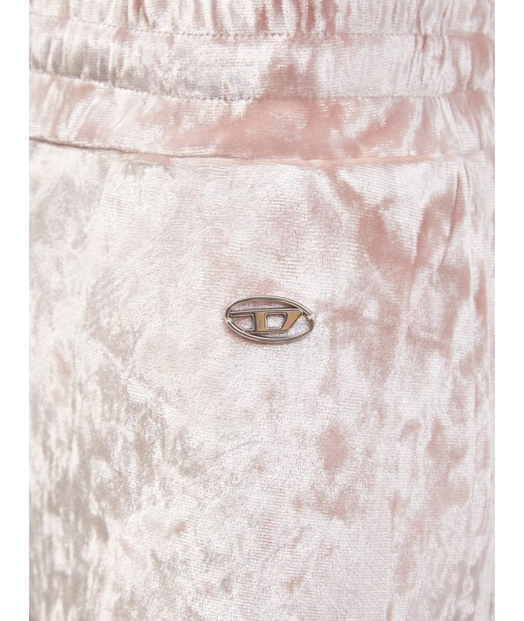 DIESEL Розовые полиэстеровые прямые брюки, фото 5