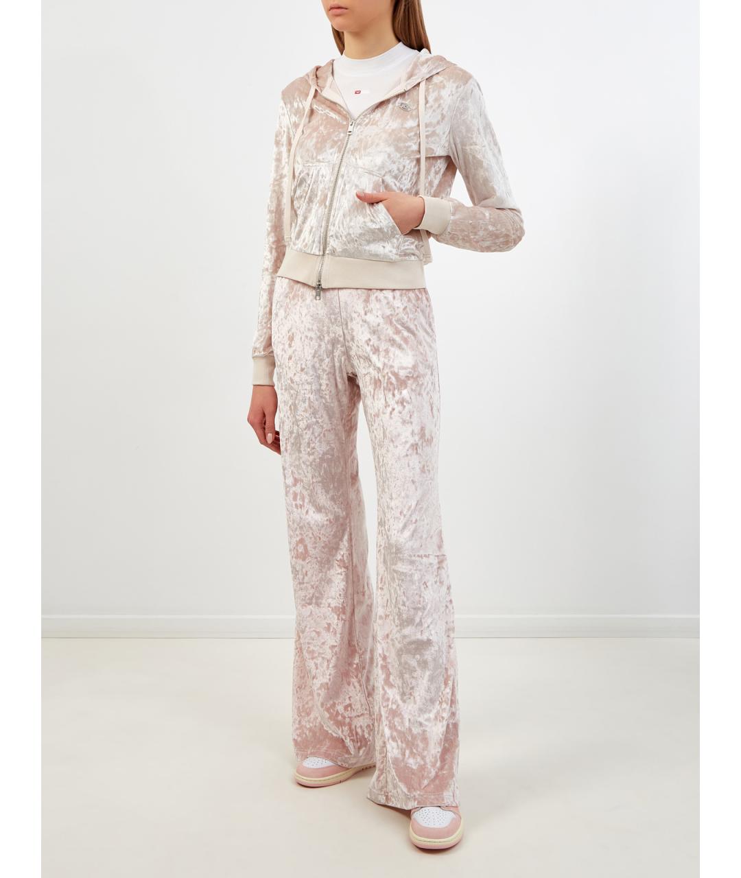 DIESEL Розовые полиэстеровые прямые брюки, фото 2