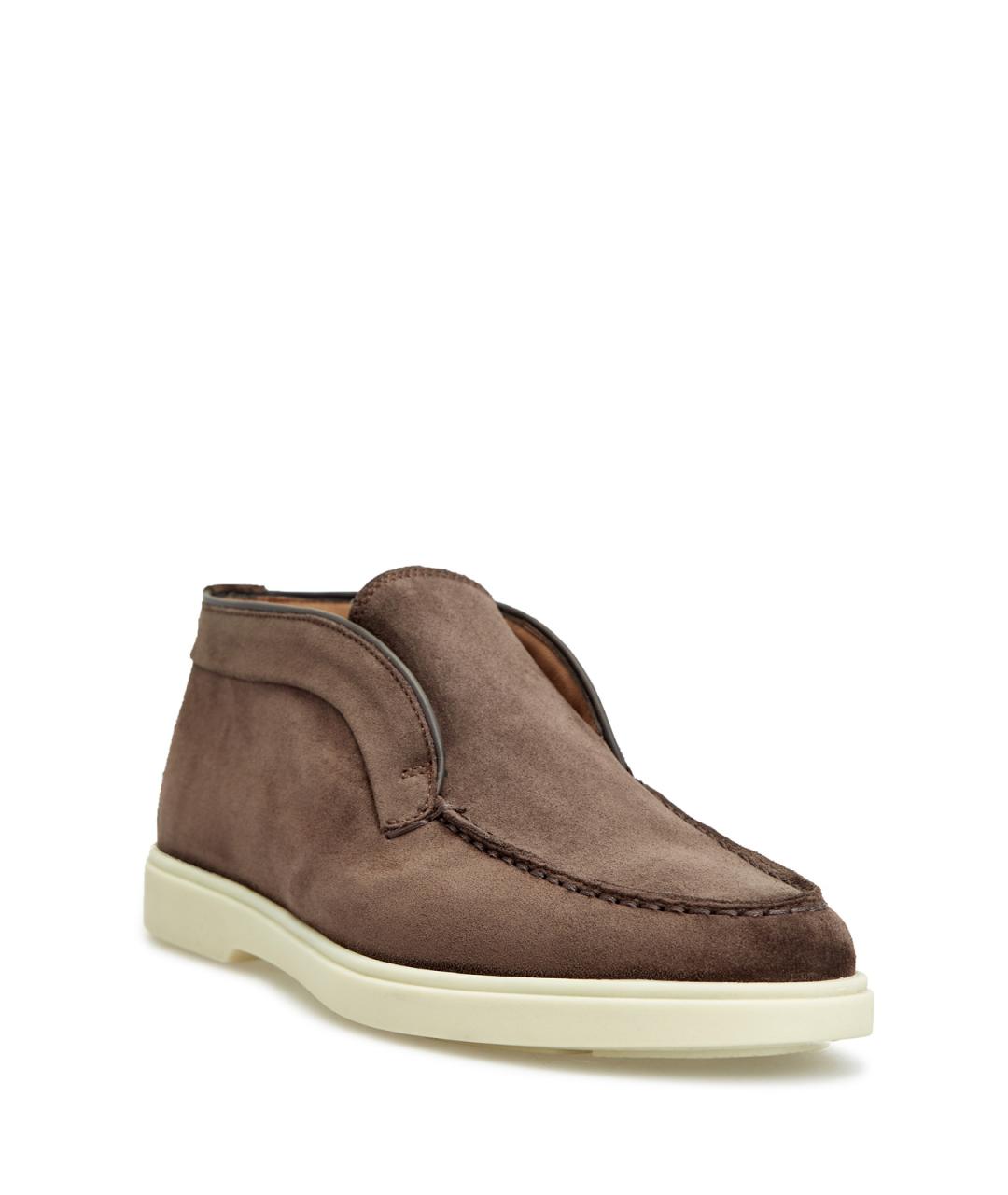 SANTONI Коричневые замшевые ботинки, фото 3