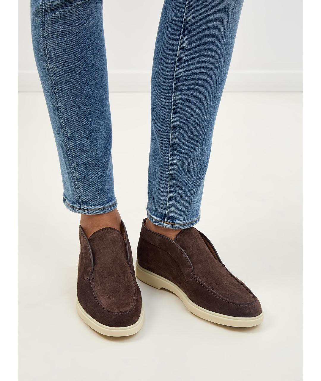 SANTONI Коричневые замшевые ботинки, фото 2