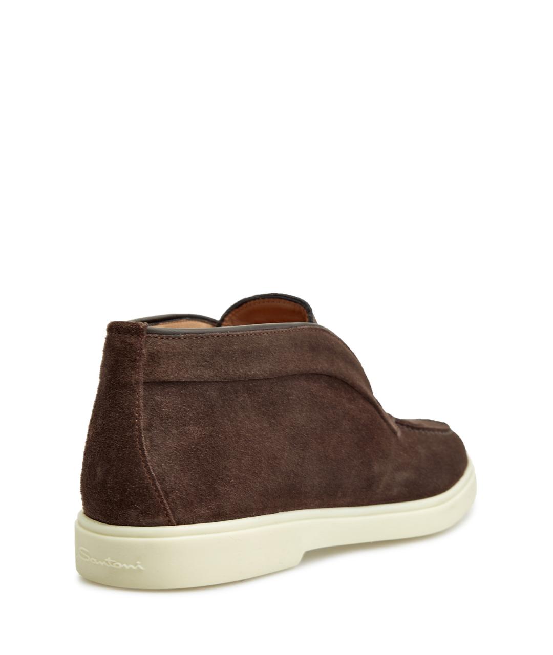 SANTONI Коричневые замшевые ботинки, фото 4