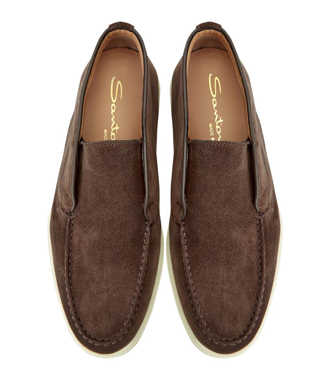 SANTONI Коричневые замшевые ботинки, фото 5
