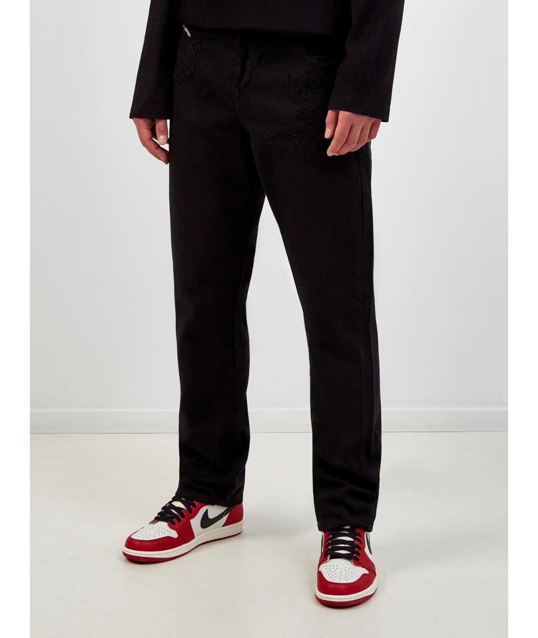 DIESEL Черные хлопковые прямые джинсы, фото 3